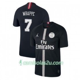 Camisolas de Futebol Paris Saint Germain Mbappe 7 Jodan Preto Equipamento 3ª 2018/19 Manga Curta